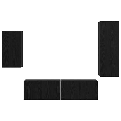 vidaXL TV-Schrankset 4 pcs Schwarz Eichen-Optik Holzwerkstoff