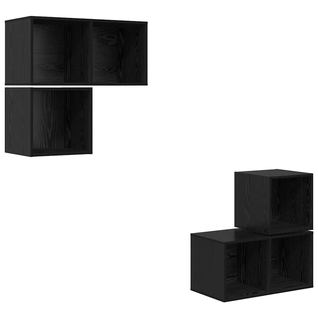 vidaXL TV-Schrankset 4 pcs Schwarz Eichen-Optik Holzwerkstoff