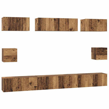 vidaXL TV-Schrankset Wandmontiert 8 pcs Altholz Holzwerkstoff