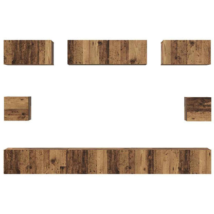 vidaXL TV-Schrankset Wandmontiert 8 pcs Altholz Holzwerkstoff