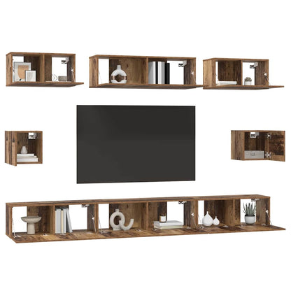 vidaXL TV-Schrankset Wandmontiert 8 pcs Altholz Holzwerkstoff