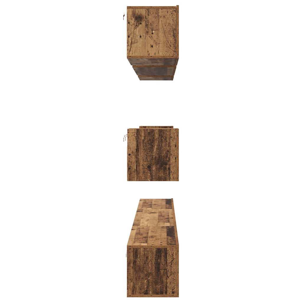 vidaXL TV-Schrankset Wandmontiert 8 pcs Altholz Holzwerkstoff