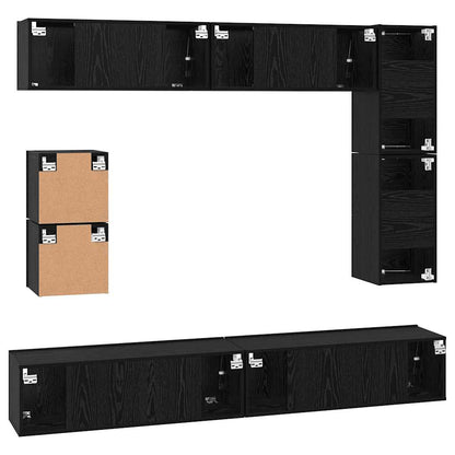 vidaXL TV-Schrankset 8 pcs Schwarz Eichen-Optik Holzwerkstoff