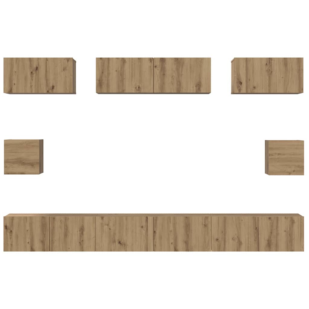 vidaXL TV-Schrankset Wandmontiert 8 pcs Artisan-Eiche Holzwerkstoff