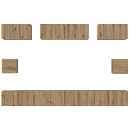 vidaXL TV-Schrankset Wandmontiert 8 pcs Artisan-Eiche Holzwerkstoff