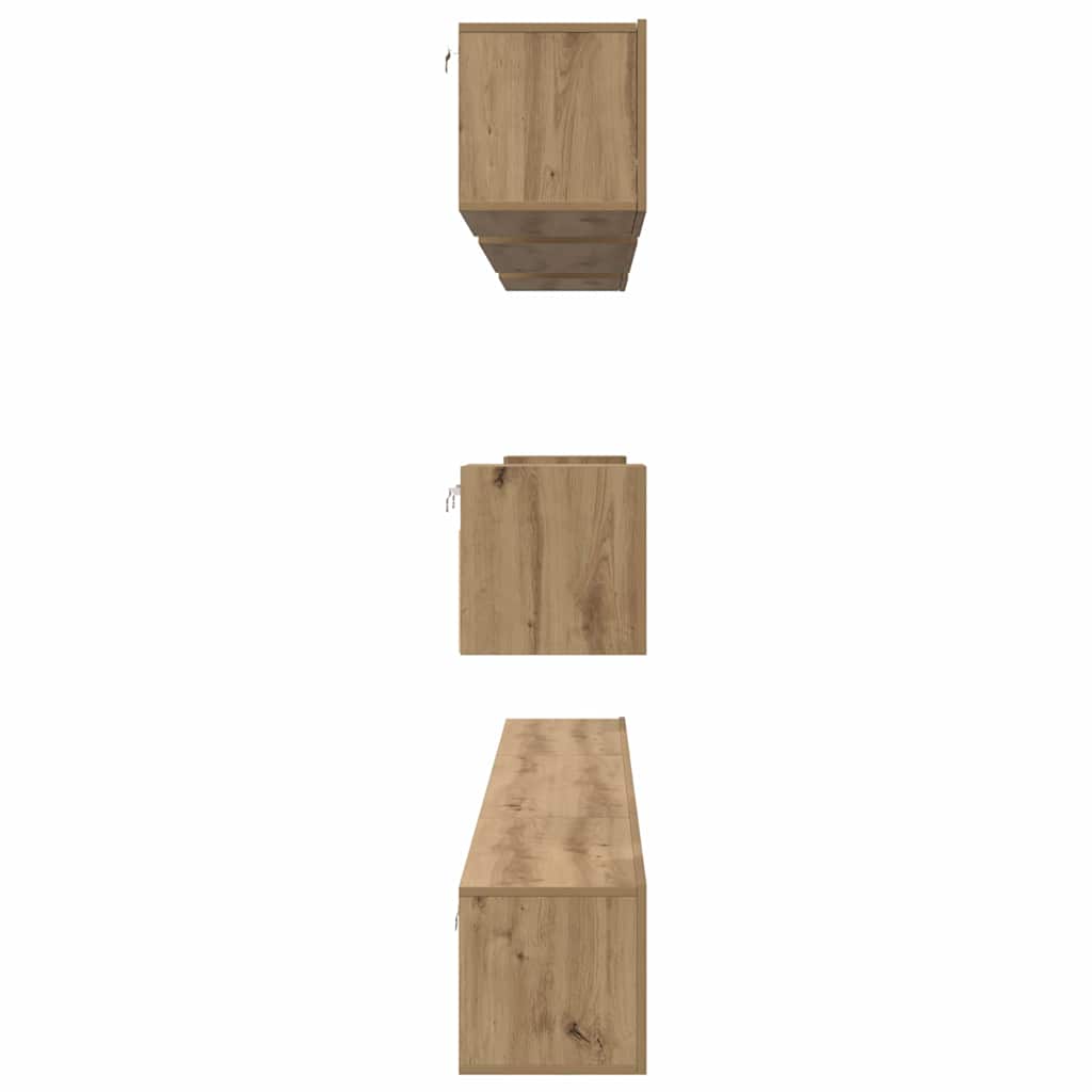 vidaXL TV-Schrankset Wandmontiert 8 pcs Artisan-Eiche Holzwerkstoff