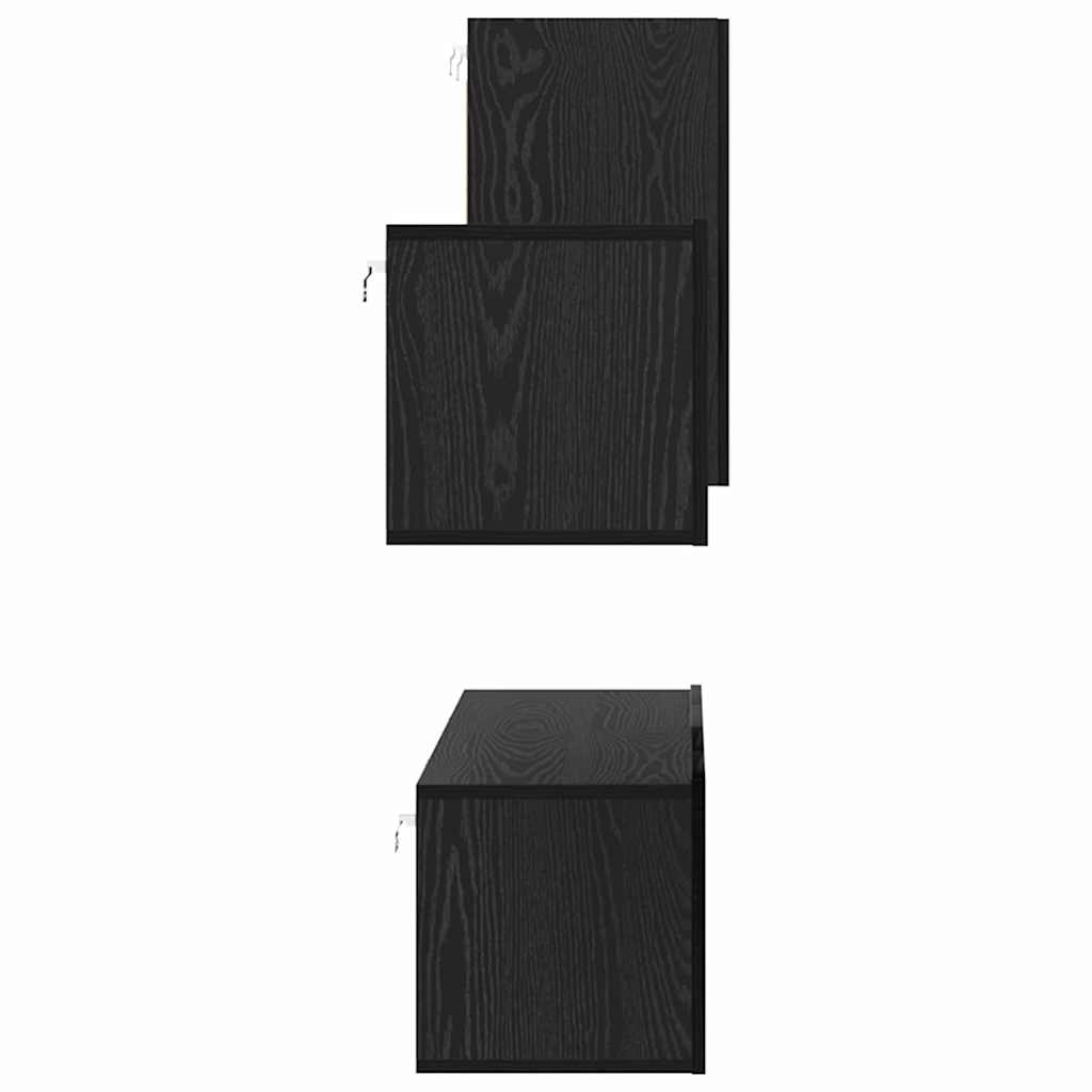 vidaXL Meuble TV avec tiroirs Noir aspect chêne Bois d'ingénierie