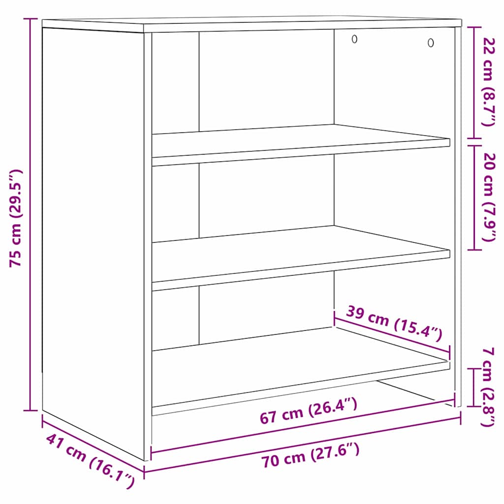 Sideboard 2 pcs Artisan-Eiche 70 x 41 x 75 cm Holzwerkstoff