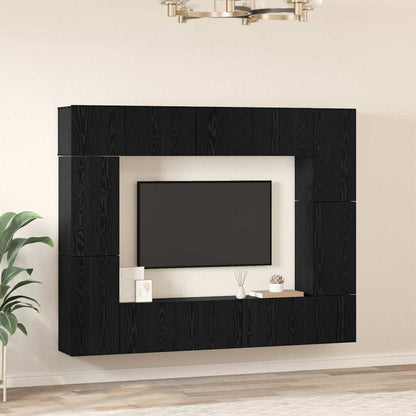 vidaXL TV-Schrankset 8 pcs Schwarz Eichen-Optik Holzwerkstoff