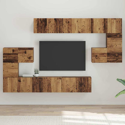 vidaXL TV-Schrankset Wandmontiert 10 pcs Altholz Holzwerkstoff
