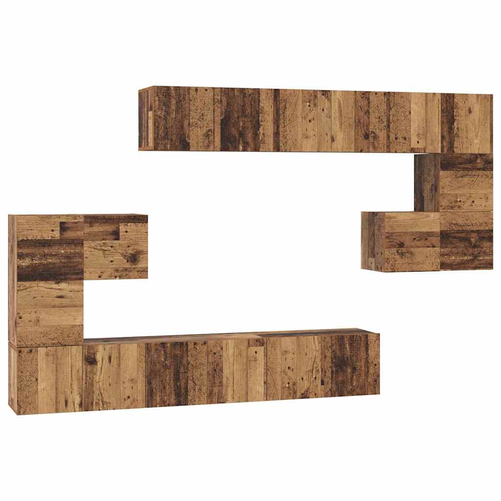 vidaXL TV-Schrankset Wandmontiert 10 pcs Altholz Holzwerkstoff
