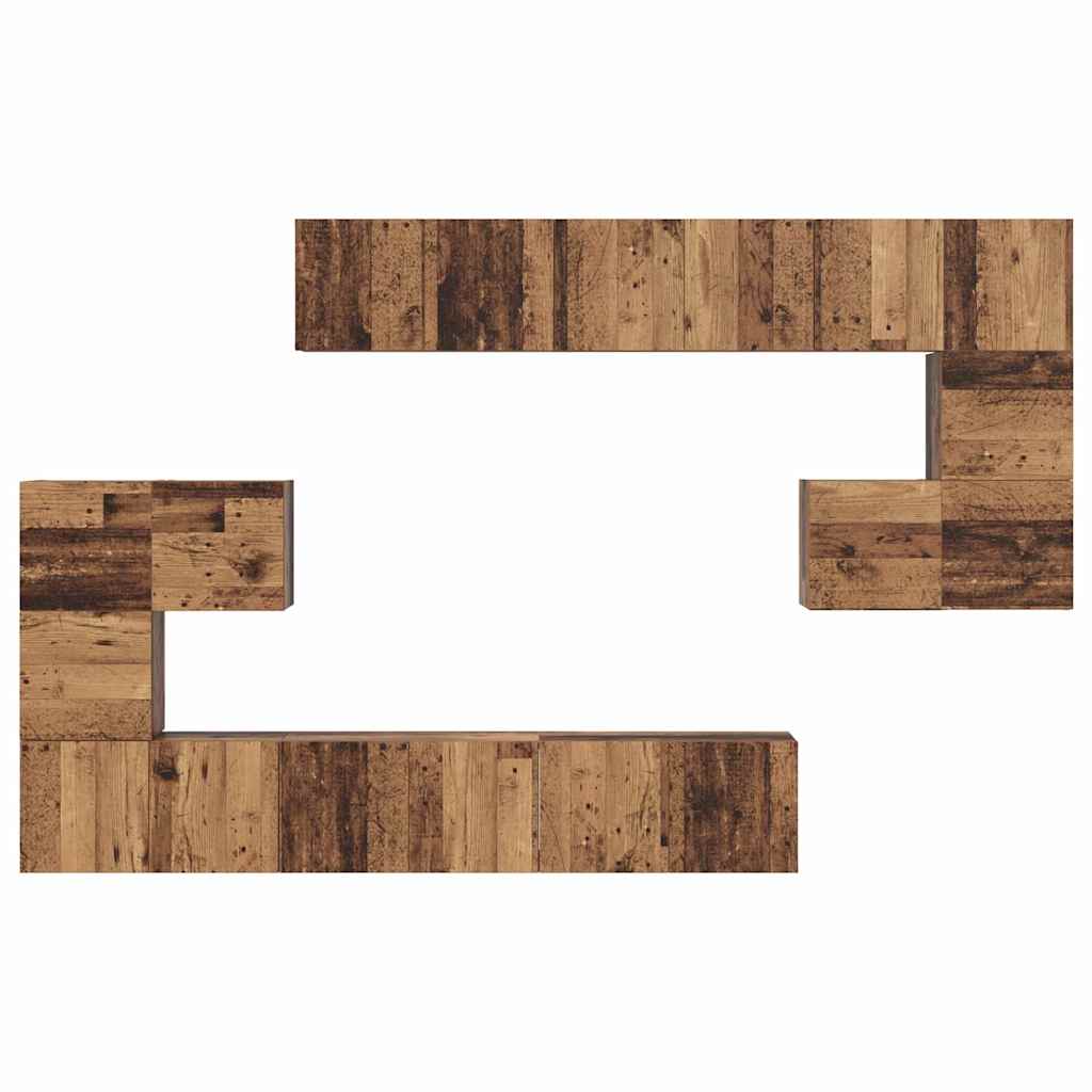 vidaXL TV-Schrankset Wandmontiert 10 pcs Altholz Holzwerkstoff