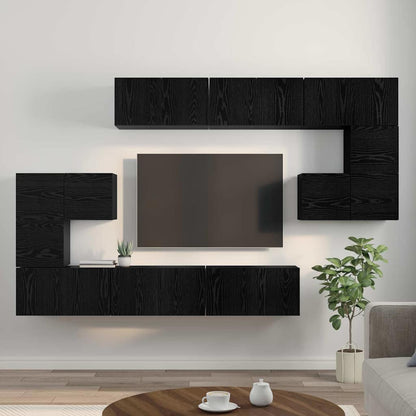 vidaXL TV-Schrankset 10 pcs Schwarz Eichen-Optik Holzwerkstoff