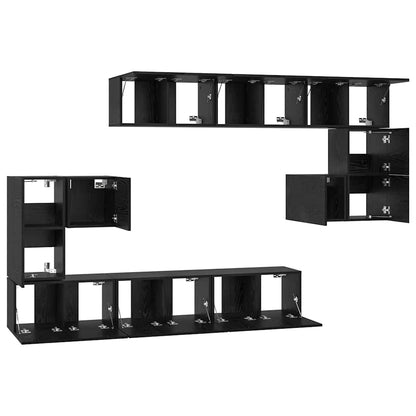 vidaXL TV-Schrankset 10 pcs Schwarz Eichen-Optik Holzwerkstoff