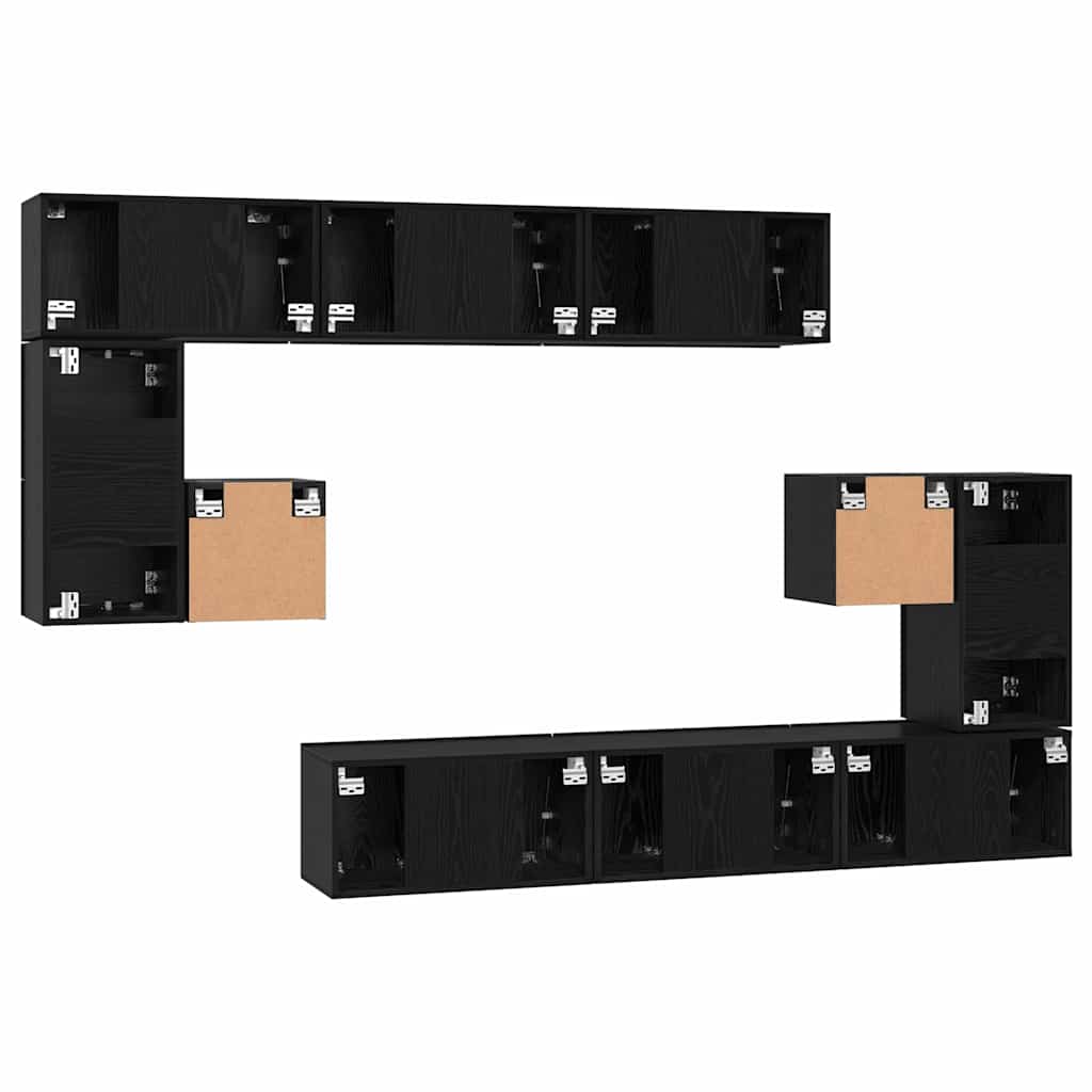vidaXL TV-Schrankset 10 pcs Schwarz Eichen-Optik Holzwerkstoff