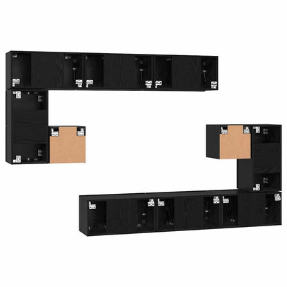 vidaXL TV-Schrankset 10 pcs Schwarz Eichen-Optik Holzwerkstoff