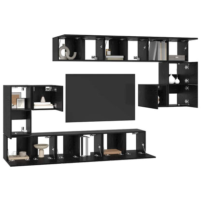 vidaXL TV-Schrankset 10 pcs Schwarz Eichen-Optik Holzwerkstoff