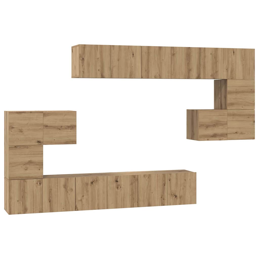 vidaXL TV-Schrankset Wandmontiert 10 pcs Artisan-Eiche Holzwerkstoff