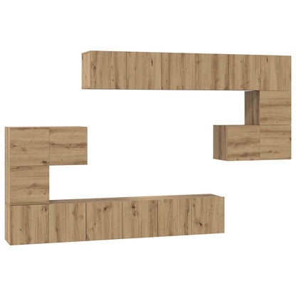 vidaXL TV-Schrankset Wandmontiert 10 pcs Artisan-Eiche Holzwerkstoff