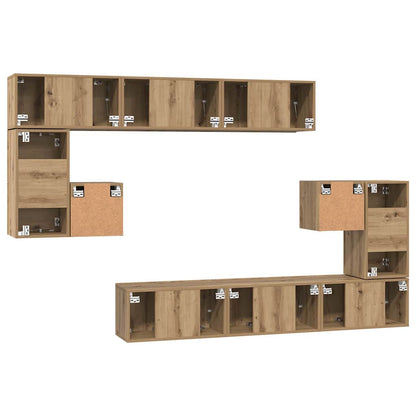 vidaXL TV-Schrankset Wandmontiert 10 pcs Artisan-Eiche Holzwerkstoff