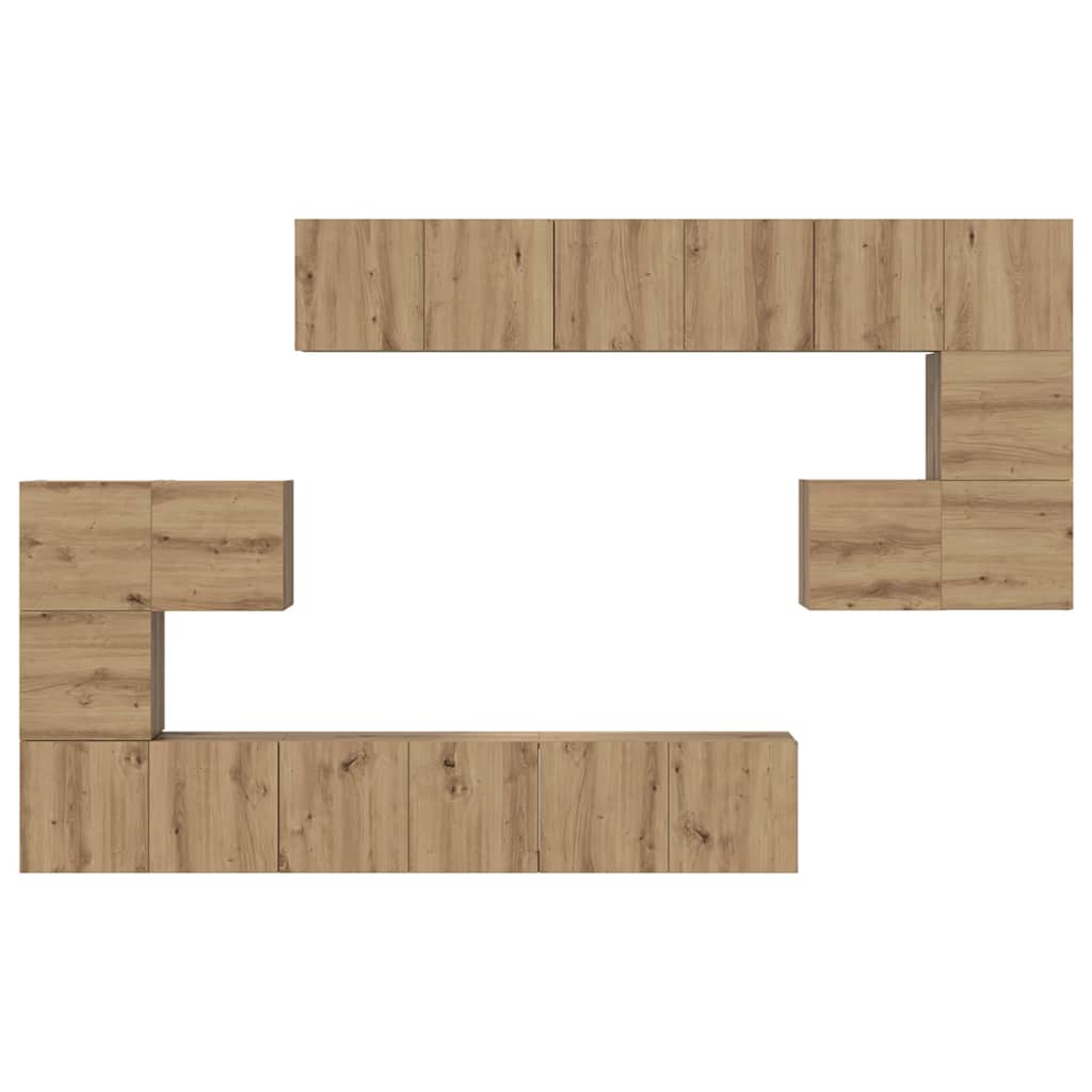 vidaXL TV-Schrankset Wandmontiert 10 pcs Artisan-Eiche Holzwerkstoff
