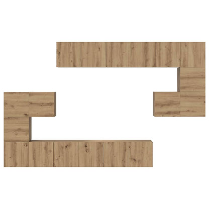 vidaXL TV-Schrankset Wandmontiert 10 pcs Artisan-Eiche Holzwerkstoff