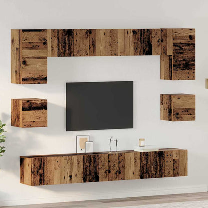 vidaXL TV-Schrankset Wandmontiert 8 pcs Altholz Holzwerkstoff