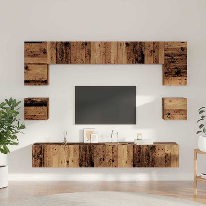vidaXL TV-Schrankset Wandmontiert 8 pcs Altholz Holzwerkstoff