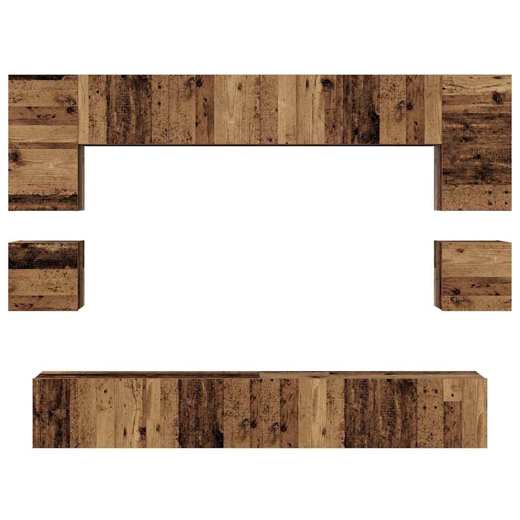 vidaXL TV-Schrankset Wandmontiert 8 pcs Altholz Holzwerkstoff