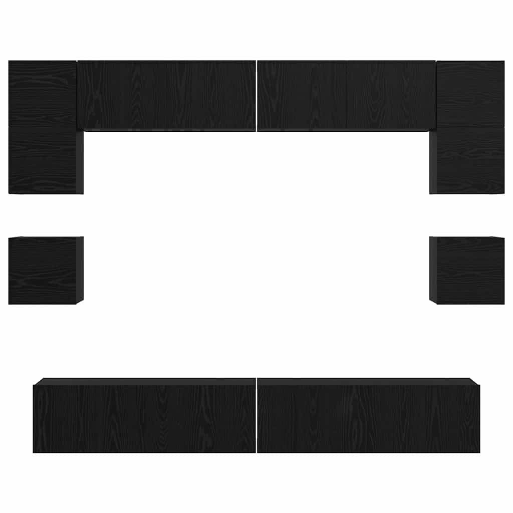 vidaXL TV-Schrankset 8 pcs Schwarz Eichen-Optik Holzwerkstoff
