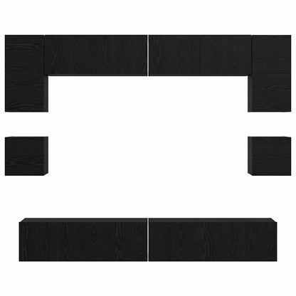 vidaXL TV-Schrankset 8 pcs Schwarz Eichen-Optik Holzwerkstoff