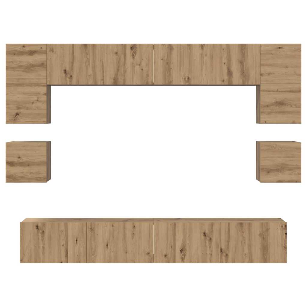 vidaXL TV-Schrankset Wandmontiert 8 pcs Artisan-Eiche Holzwerkstoff