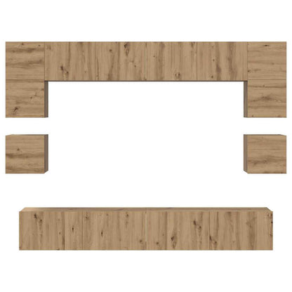 vidaXL TV-Schrankset Wandmontiert 8 pcs Artisan-Eiche Holzwerkstoff