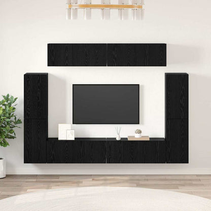 vidaXL TV-Schrank-Set 8 pcs Schwarz Eichen-Optik Holzwerkstoff