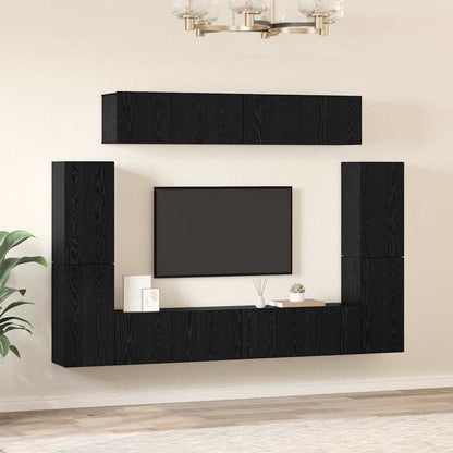 vidaXL TV-Schrank-Set 8 pcs Schwarz Eichen-Optik Holzwerkstoff
