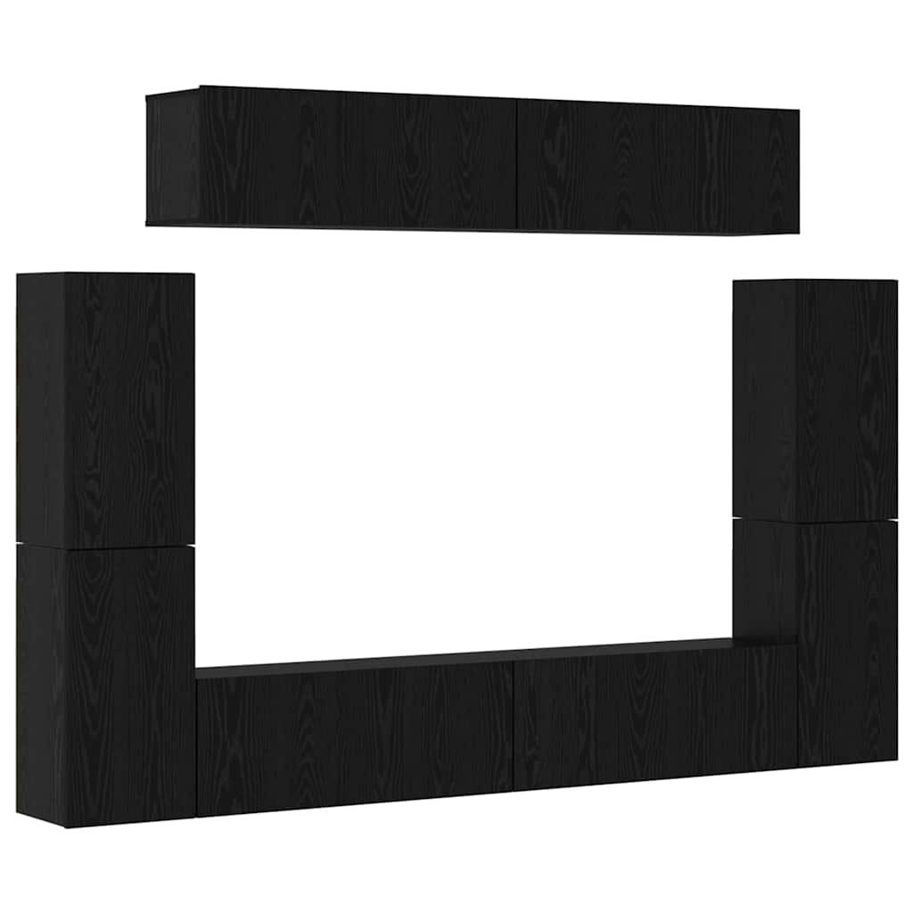 vidaXL TV-Schrank-Set 8 pcs Schwarz Eichen-Optik Holzwerkstoff