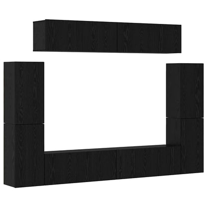 vidaXL TV-Schrank-Set 8 pcs Schwarz Eichen-Optik Holzwerkstoff