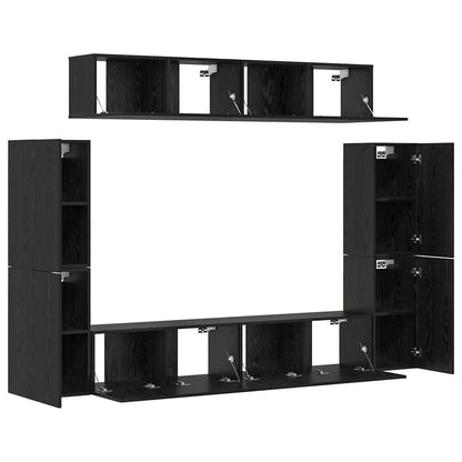 vidaXL TV-Schrank-Set 8 pcs Schwarz Eichen-Optik Holzwerkstoff