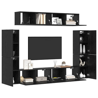 vidaXL TV-Schrank-Set 8 pcs Schwarz Eichen-Optik Holzwerkstoff