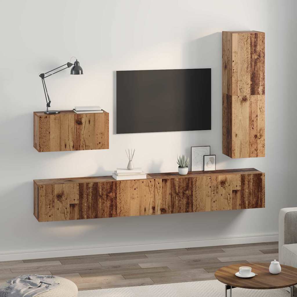 vidaXL TV-Schrankset mit Schubladen 4 pcs Altholz Holzwerkstoff