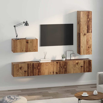 vidaXL TV-Schrankset mit Schubladen 4 pcs Altholz Holzwerkstoff