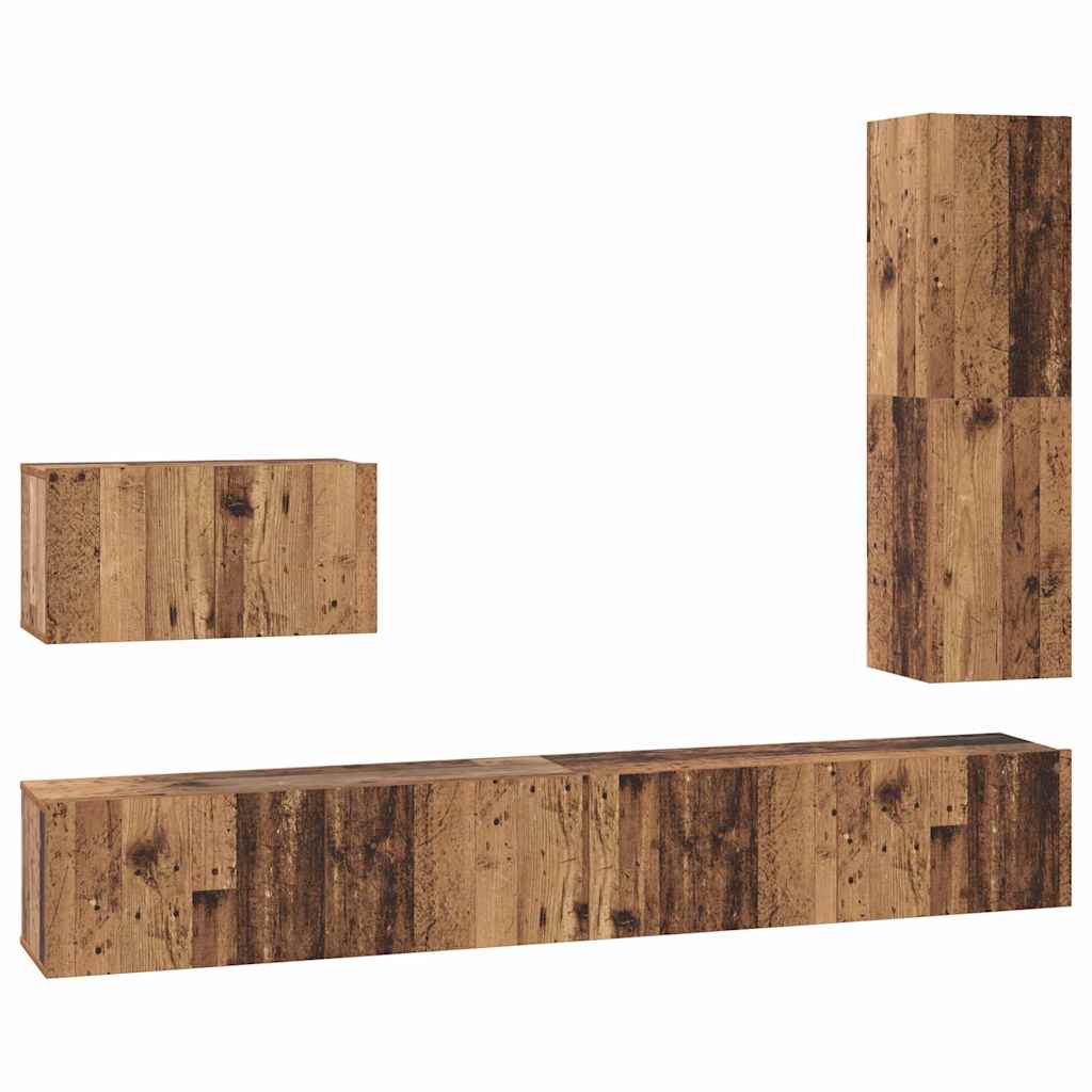 vidaXL TV-Schrankset mit Schubladen 4 pcs Altholz Holzwerkstoff