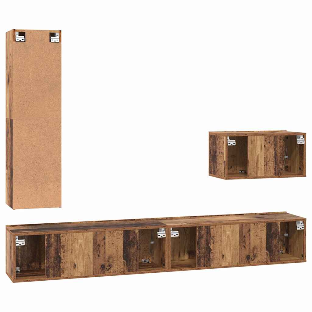 vidaXL TV-Schrankset mit Schubladen 4 pcs Altholz Holzwerkstoff
