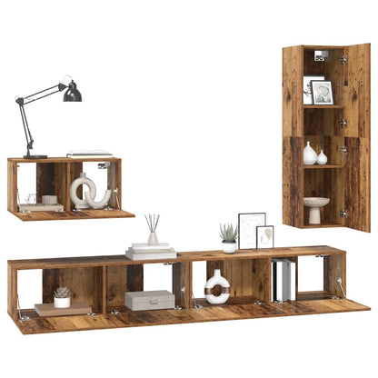 vidaXL TV-Schrankset mit Schubladen 4 pcs Altholz Holzwerkstoff
