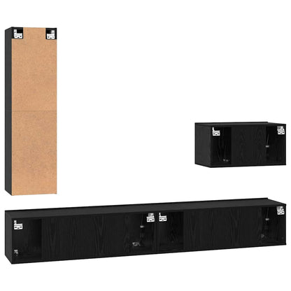 vidaXL TV-Schrankset 4 pcs Schwarz Eichen-Optik Holzwerkstoff
