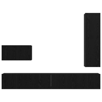 vidaXL TV-Schrankset 4 pcs Schwarz Eichen-Optik Holzwerkstoff