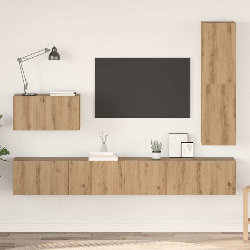 vidaXL TV-Schrankset mit Schubladen 4 pcs Artisan-Eiche Holzwerkstoff