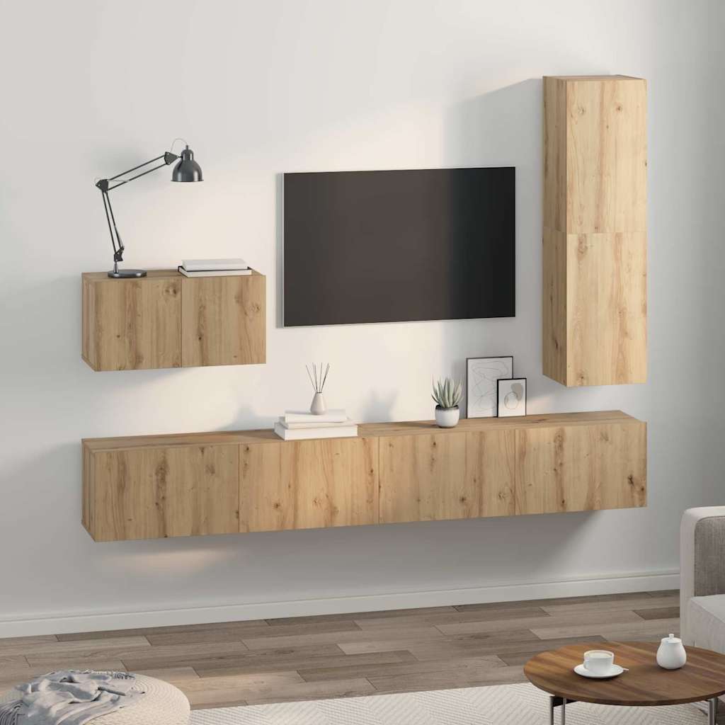vidaXL TV-Schrankset mit Schubladen 4 pcs Artisan-Eiche Holzwerkstoff
