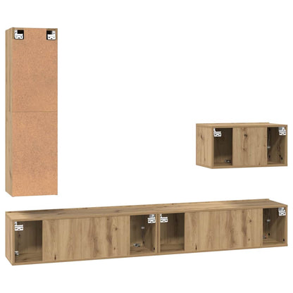 vidaXL TV-Schrankset mit Schubladen 4 pcs Artisan-Eiche Holzwerkstoff