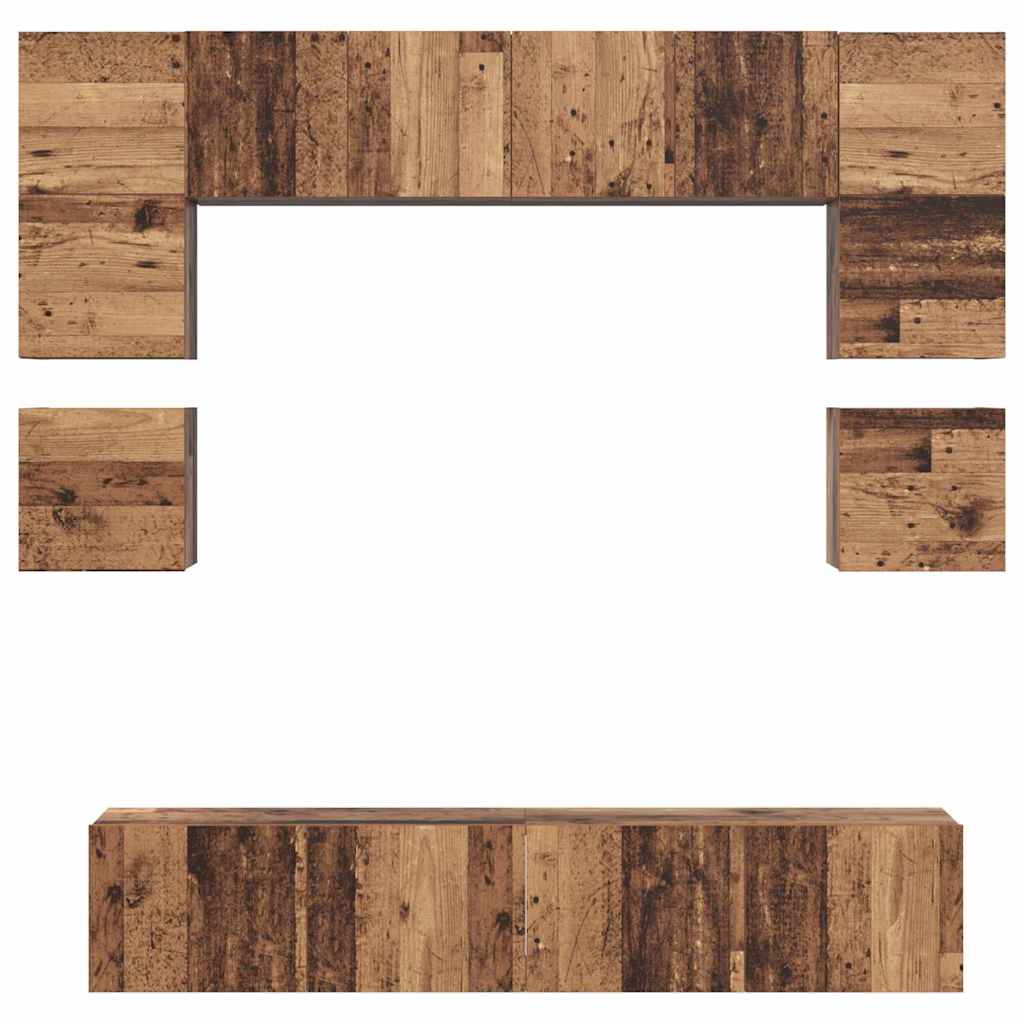 vidaXL TV-Schrankset Wandmontiert 8 pcs Altholz Holzwerkstoff
